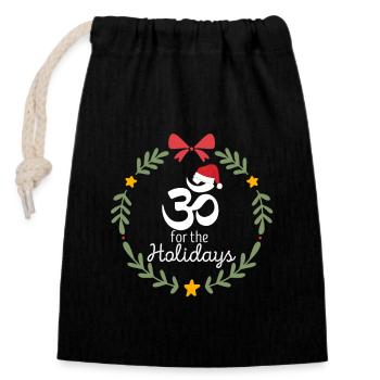 Om für die Feiertage lustige Weihnachten Yoga - Verschließbarer Geschenkbeutel aus Baumwolle (14x20cm) - Schwarz - Vorne
