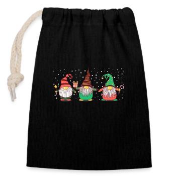 Christmas Gnome Hanging With My Gnomies Funny - Closable cotton gift bag (14x20cm) - black - Front