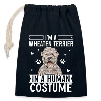 Irish Soft Coated Wheaten Terrier - Closable cotton gift bag (14x20cm) - navy - Front