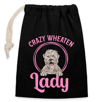 Irish Soft Coated Wheaten Terrier - Closable cotton gift bag (14x20cm) - black - Front