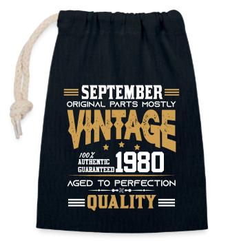 Vintage Aged To Perfection September 1980 - Closable cotton gift bag (14x20cm) - navy - Front