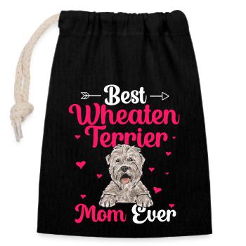 Irish Soft Coated Wheaten Terrier - Closable cotton gift bag (14x20cm) - black - Front