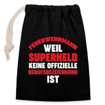 Feuerwehrmann Feuerwehr - Verschließbarer Geschenkbeutel aus Baumwolle (14x20cm) - Schwarz - Vorne