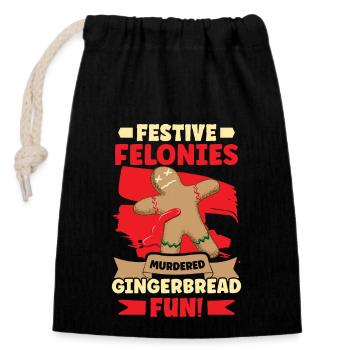 Christmas Gingerbread bakery Kitchen Crime Scene - Closable cotton gift bag (14x20cm) - black - Front