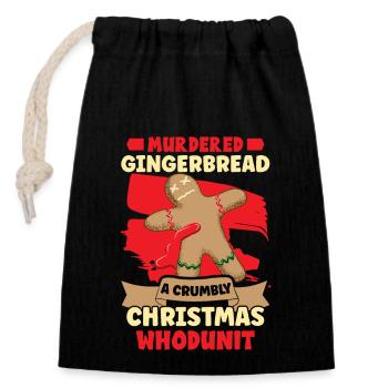 Christmas Gingerbread bakery Kitchen Crime Scene - Closable cotton gift bag (14x20cm) - black - Front