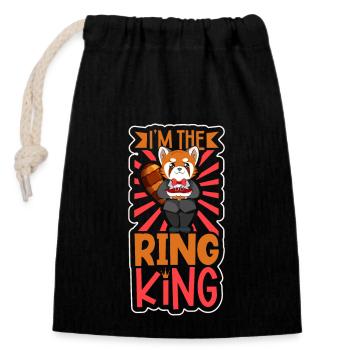 I'm the Ring King - Ring Bearer - Closable cotton gift bag (14x20cm) - black - Front