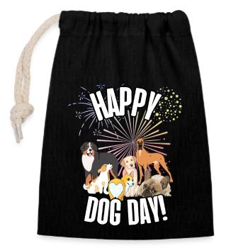 Alles Gute zum Tag des Hundes - Verschließbarer Geschenkbeutel aus Baumwolle (14x20cm) - Schwarz - Vorne