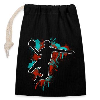 Joueur de basket-ball - Sac cadeau en coton avec cordon (14 x 20 cm) - noir - Devant