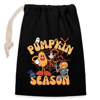 Citrouilles saison - Sac cadeau en coton avec cordon (14 x 20 cm) - noir - Devant