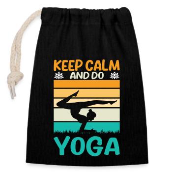 Yoga - Méditation Relaxation - Sac cadeau en coton avec cordon (14 x 20 cm) - noir - Devant