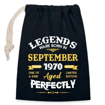 Vintage Aged To Perfection September 1970 - Closable cotton gift bag (14x20cm) - navy - Front