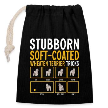 Irish Soft Coated Wheaten Terrier - Closable cotton gift bag (14x20cm) - black - Front