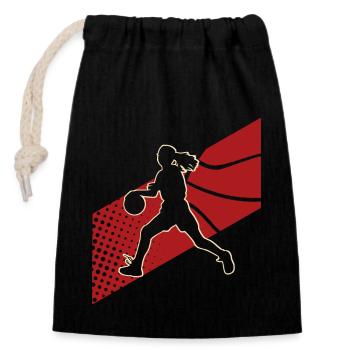 Joueur de basket-ball - Sac cadeau en coton avec cordon (14 x 20 cm) - noir - Devant