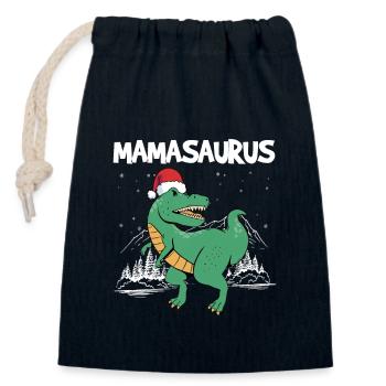 Mamasaurus T Rex Mama Dinosaur Christmas - Closable cotton gift bag (14x20cm) - navy - Front