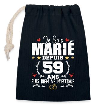 Je Suis Marié Depuis 59 Ans, Cadeau 59 Ans Mariage - Sac cadeau en coton avec cordon (14 x 20 cm) - bleu marine - Devant
