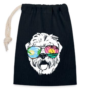 Irish Soft Coated Wheaten Terrier - Closable cotton gift bag (14x20cm) - navy - Front