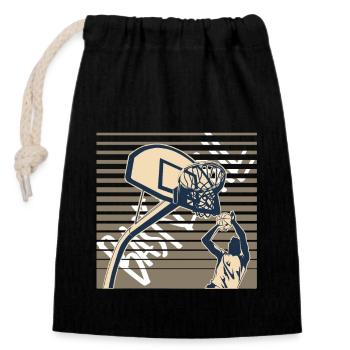 Joueur de basket-ball - Sac cadeau en coton avec cordon (14 x 20 cm) - noir - Devant