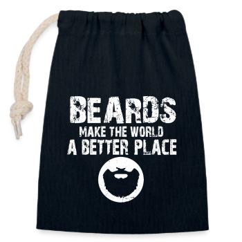 Beard Life Gang Beards Make The World A Better - Verschließbarer Geschenkbeutel aus Baumwolle (14x20cm) - Navy - Vorne