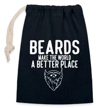 Funny Beard Meme Beards Make The World A Better - Verschließbarer Geschenkbeutel aus Baumwolle (14x20cm) - Navy - Vorne