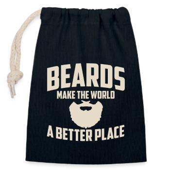 Funny Facial Hair Quote Beards Make The World A - Closable cotton gift bag (14x20cm) - navy - Front