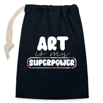 Art Is My Superpower - Closable cotton gift bag (14x20cm) - navy - Front