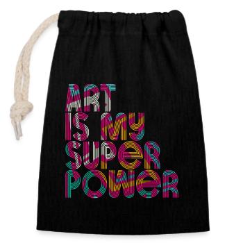 Art Is My Superpower - Closable cotton gift bag (14x20cm) - black - Front