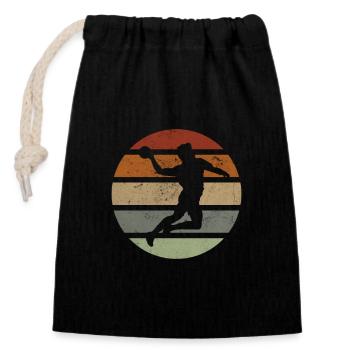 Handball Retro Handball Player Women’s Team - Sac cadeau en coton avec cordon (14 x 20 cm) - noir - Devant