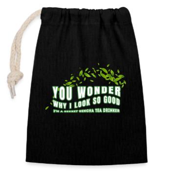 JE SUIS UN BUVEUR DE THÉ SENCHA SECRET SENCHATEE TEE - Sac cadeau en coton avec cordon (14 x 20 cm) - noir - Devant