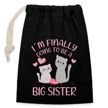I´m Finally Going To Be A Big Sister Cats Gift - Verschließbarer Geschenkbeutel aus Baumwolle (14x20cm) - Schwarz - Vorne