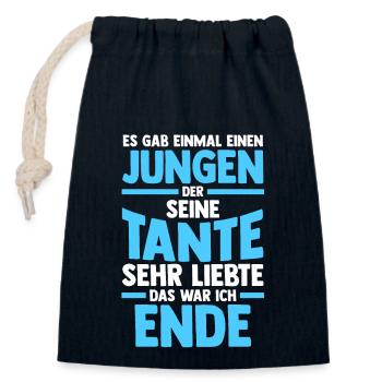 Patentante Neffe Tante - Verschließbarer Geschenkbeutel aus Baumwolle (14x20cm) - Navy - Vorne