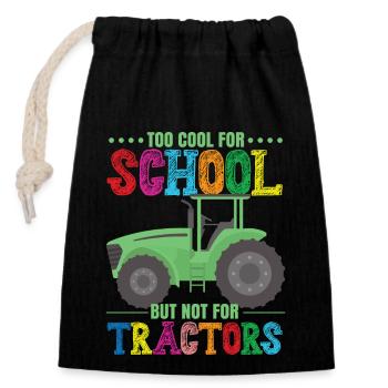 Drôle de tracteur Farmer Boys - Sac cadeau en coton avec cordon (14 x 20 cm) - noir - Devant