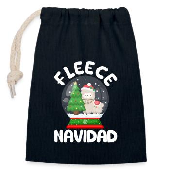 Fleece Feliz Navidad Llama Weihnachten Schaf - Verschließbarer Geschenkbeutel aus Baumwolle (14x20cm) - Navy - Vorne