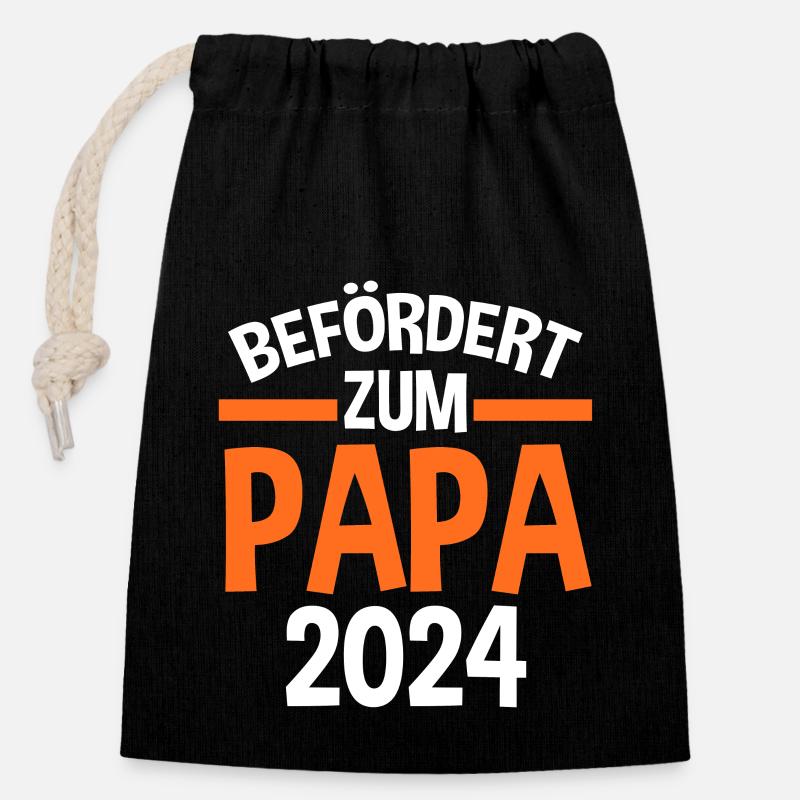 Werdender Papa 2030 - Verschließbarer Geschenkbeutel aus Baumwolle (14x20cm) - Schwarz