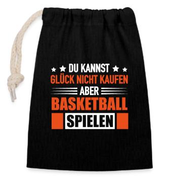 Basketballspieler Glück Kaufen Basketball Spielen - Verschließbarer Geschenkbeutel aus Baumwolle (14x20cm) - Schwarz - Vorne