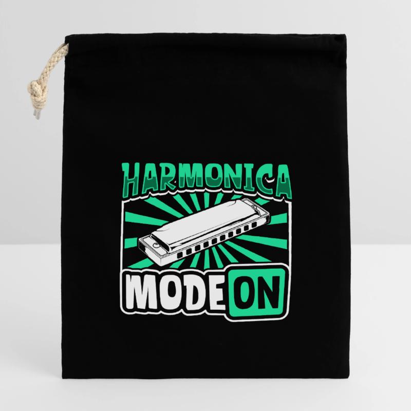 Mode Harmonica activé - Harmonica Sac cadeau en coton avec cordon (14 x 20 cm)