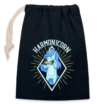 Harmonicorn - licorne avec harmonica - Sac cadeau en coton avec cordon (14 x 20 cm) - bleu marine - Devant