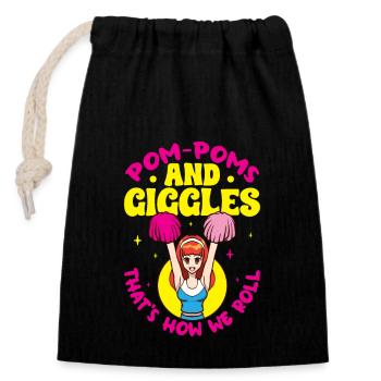 Tenue de pom-pom girl - Sac cadeau en coton avec cordon (14 x 20 cm) - noir - Devant