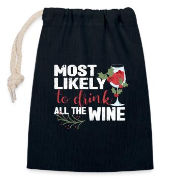 Am liebsten würde ich den ganzen Wein trinken - Verschließbarer Geschenkbeutel aus Baumwolle (14x20cm) - Navy - Vorne