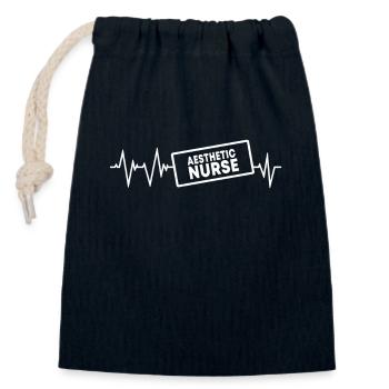 Aesthetic Nurse Heartbeat - Closable cotton gift bag (14x20cm) - navy - Front