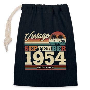 Vintage Birthday Gift Sept. 1954 69/70 years - Closable cotton gift bag (14x20cm) - navy - Front