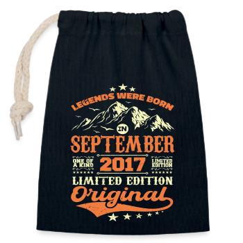 Vintage septembre 2017 vintage cadeau anniversaire - Sac cadeau en coton avec cordon (14 x 20 cm) - bleu marine - Devant