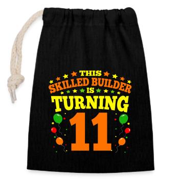 11th birthday Boy Brick Builder 11 Years Old Gifts - Verschließbarer Geschenkbeutel aus Baumwolle (14x20cm) - Schwarz - Vorne