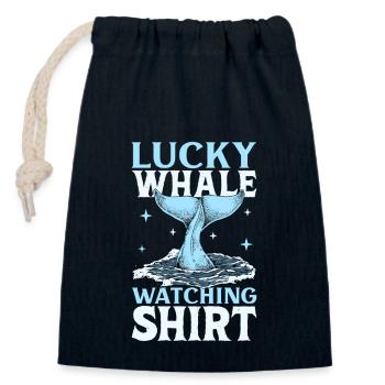 Walbeobachtung - Lucky Whale Watching - Verschließbarer Geschenkbeutel aus Baumwolle (14x20cm) - Navy - Vorne