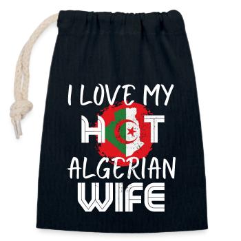Funny I Love My Hot Algerian Wife Husband - Verschließbarer Geschenkbeutel aus Baumwolle (14x20cm) - Navy - Vorne