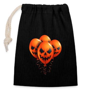Design macabre d’Halloween avec des visages de citrouille - Sac cadeau en coton avec cordon (14 x 20 cm) - noir - Devant