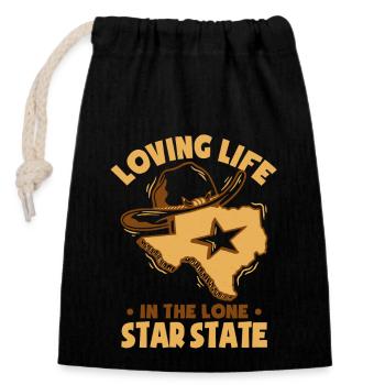 Aimer la vie dans le Lone Star State - Sac cadeau en coton avec cordon (14 x 20 cm) - noir - Devant