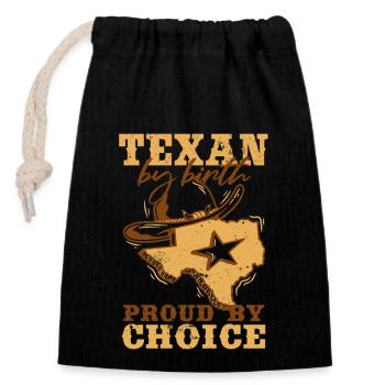 Texaner von Geburt Stolz aus Wahl | Einsamer Stern | Texas - Verschließbarer Geschenkbeutel aus Baumwolle (14x20cm) - Schwarz - Vorne