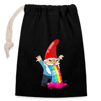 Drôle de nain Vomit Rainbow Gnome Humour - Sac cadeau en coton avec cordon (14 x 20 cm) - noir - Devant