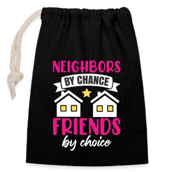 Neighbor Woman Neighborhood Village - Closable cotton gift bag (14x20cm) - black - Front