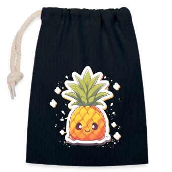 ananas plante fruit décoration ananas - Sac cadeau en coton avec cordon (14 x 20 cm) - bleu marine - Devant